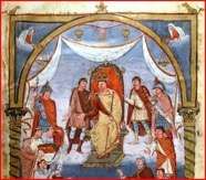 Vivien, abbé de Saint-Martin de Tours, présente sa Bible à Charles le Chauve, petit-fils de Charlemagne (845) 