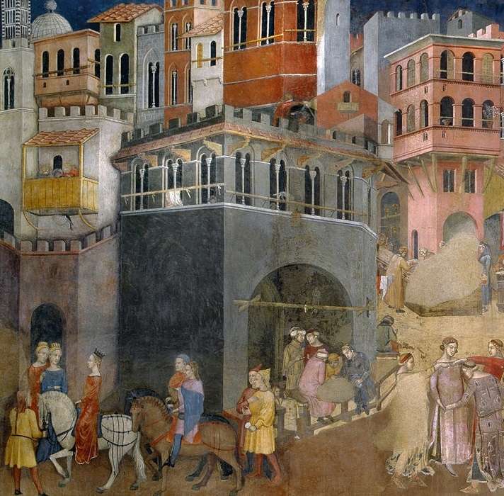 (c) Allégorie et effets du Bon et du Mauvais Gouvernement, d'Ambrogio Lorenzetti