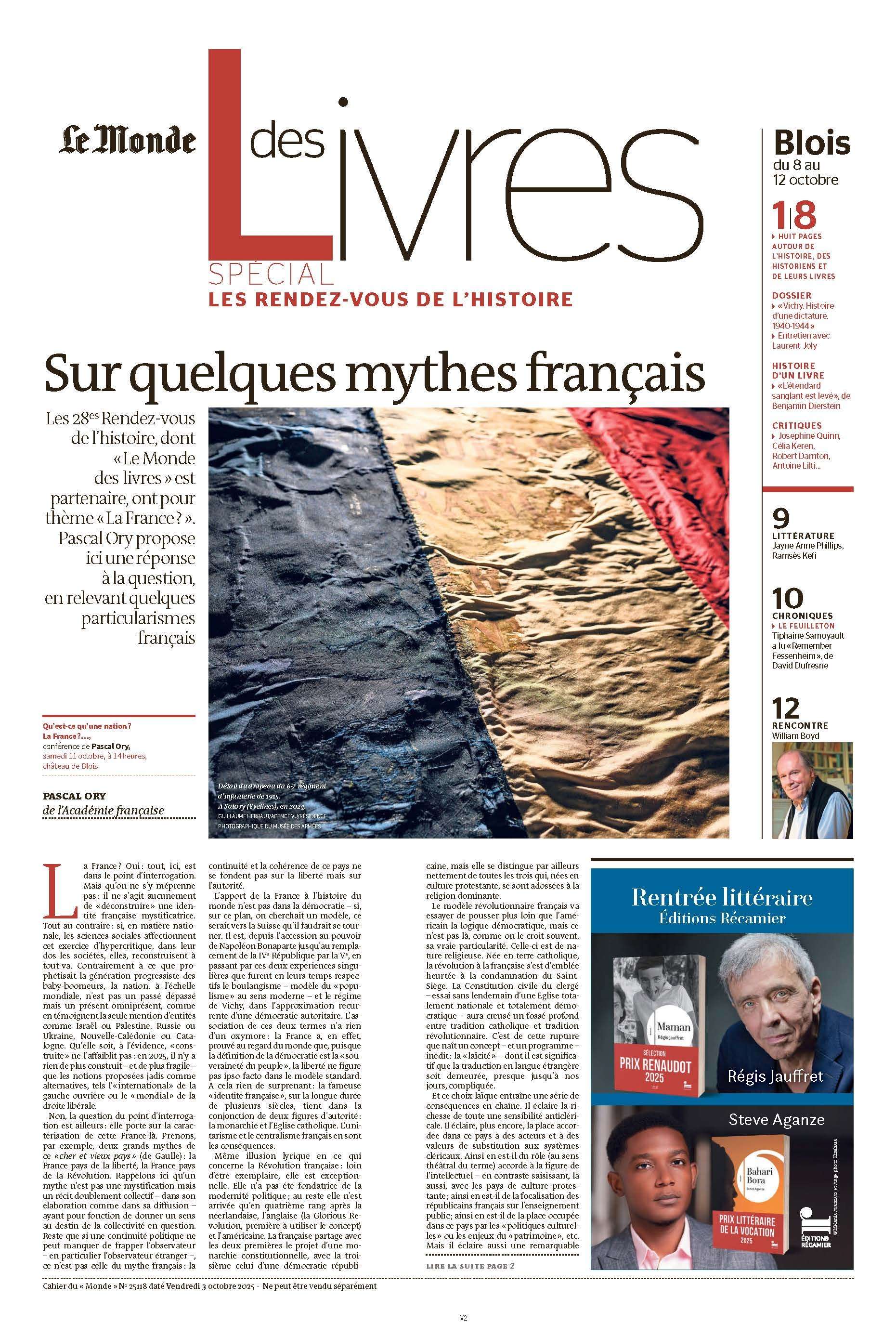 Une du Monde des livres
