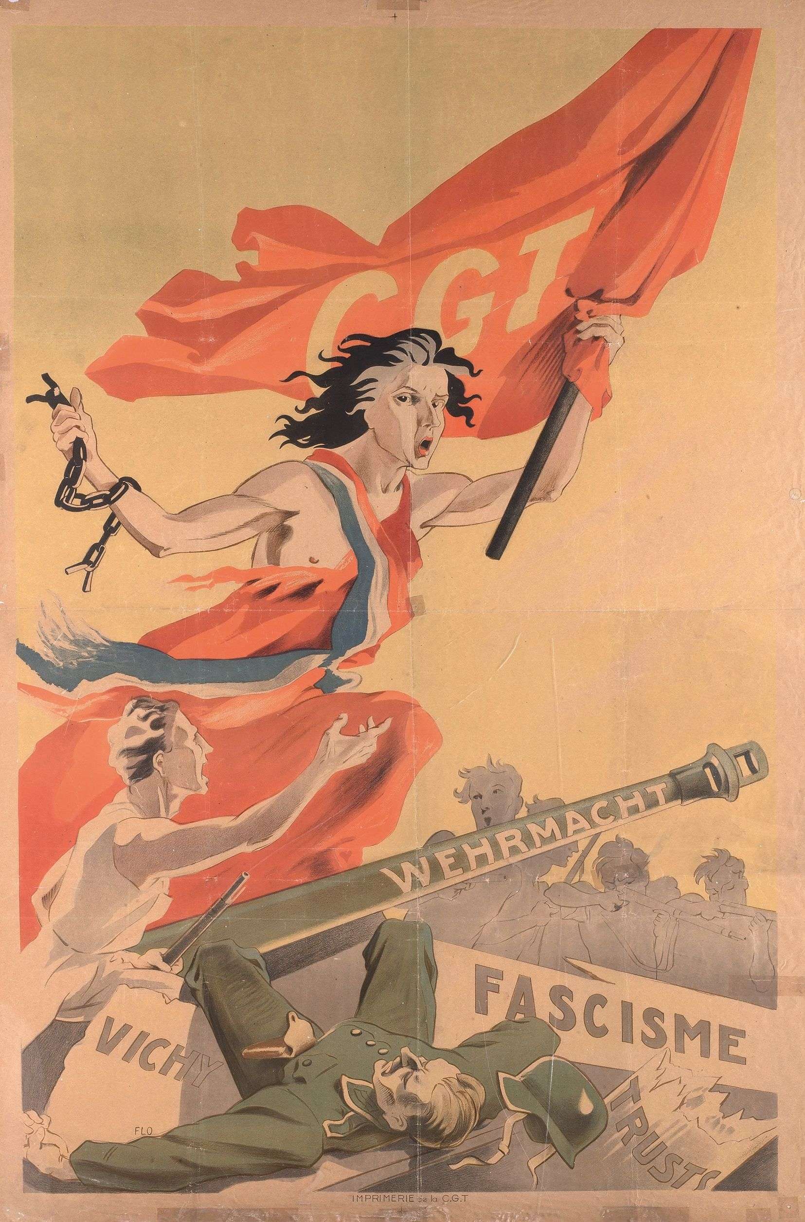 Affiche CGT contre le régime de Vichy et la Wehrmacht, 1944-1945