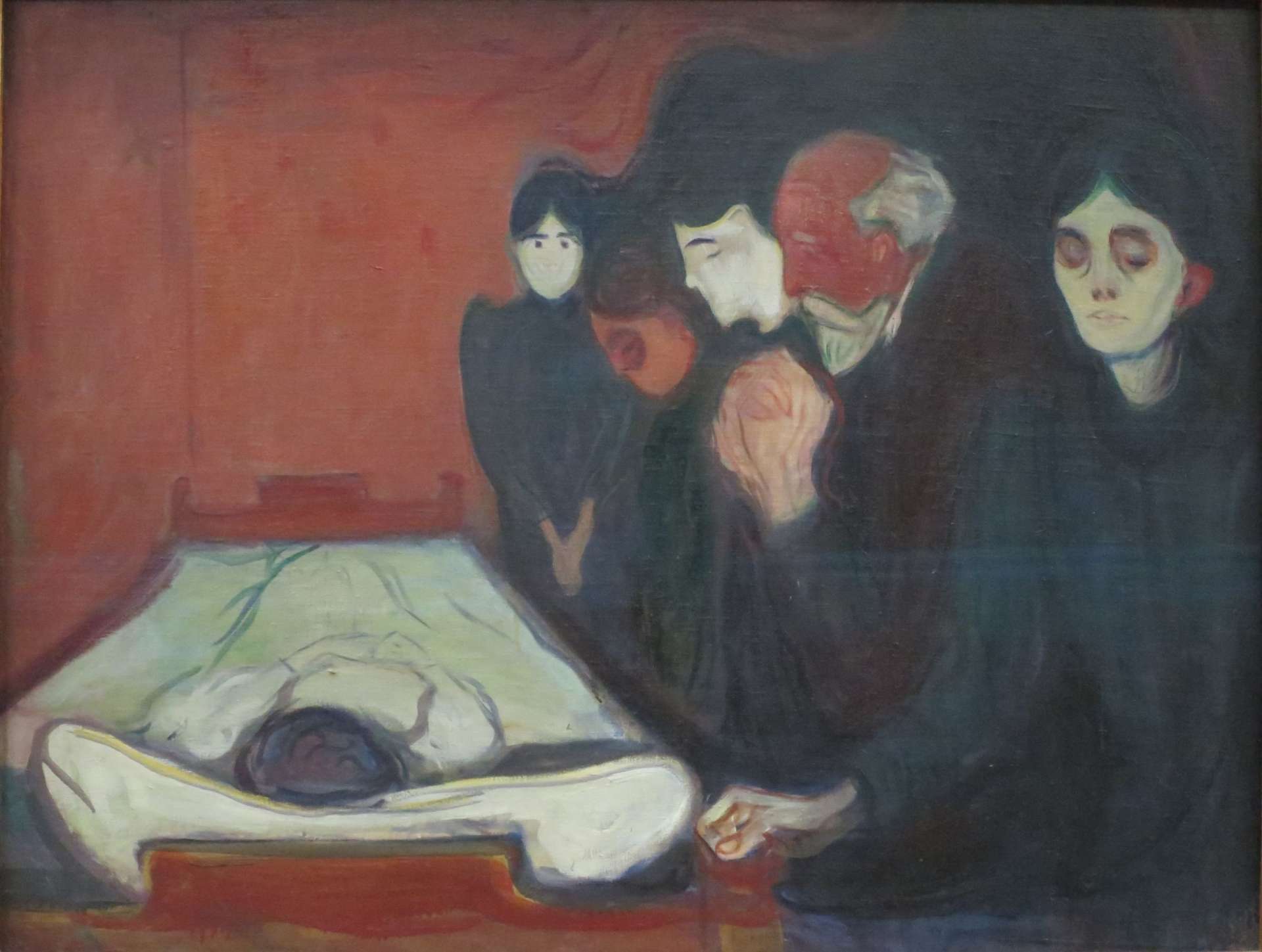 Scène de deuil auprès du lit funéraire, tableau d'Edvard Munch, 1895