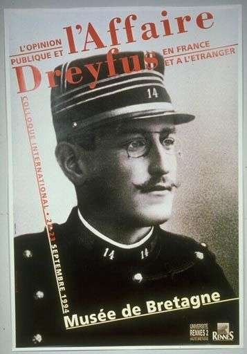  Affiche annonçant le colloque organisé par le Musée de Bretagne sur "L'opinion publique et l'Affaire Dreyfus".