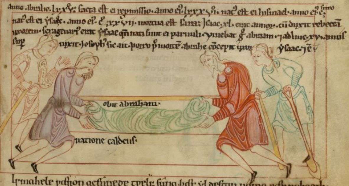 L'ensevelissement d'Abraham.
Manuscrit anglo-saxon du 2ème quart du XIe s.