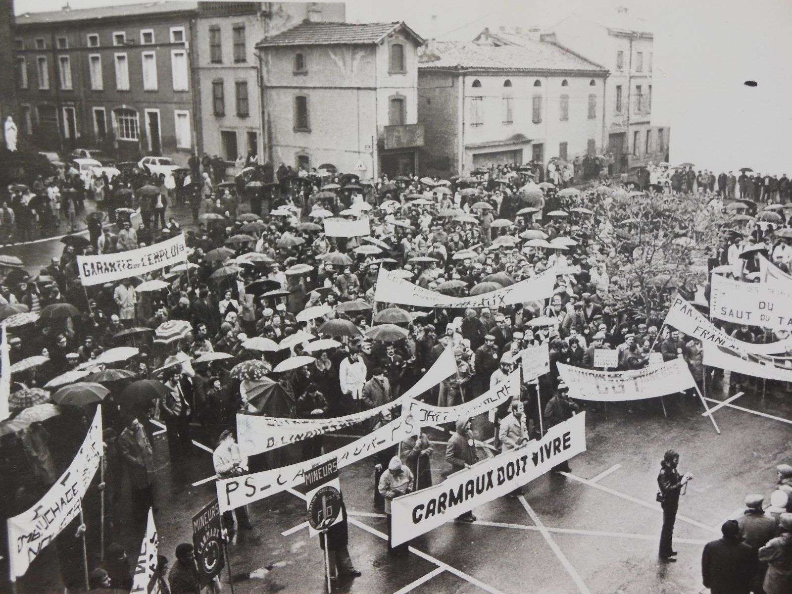 Manifestation contre la récession charbonnière à Carmaux (Tarn), novembre 1977.