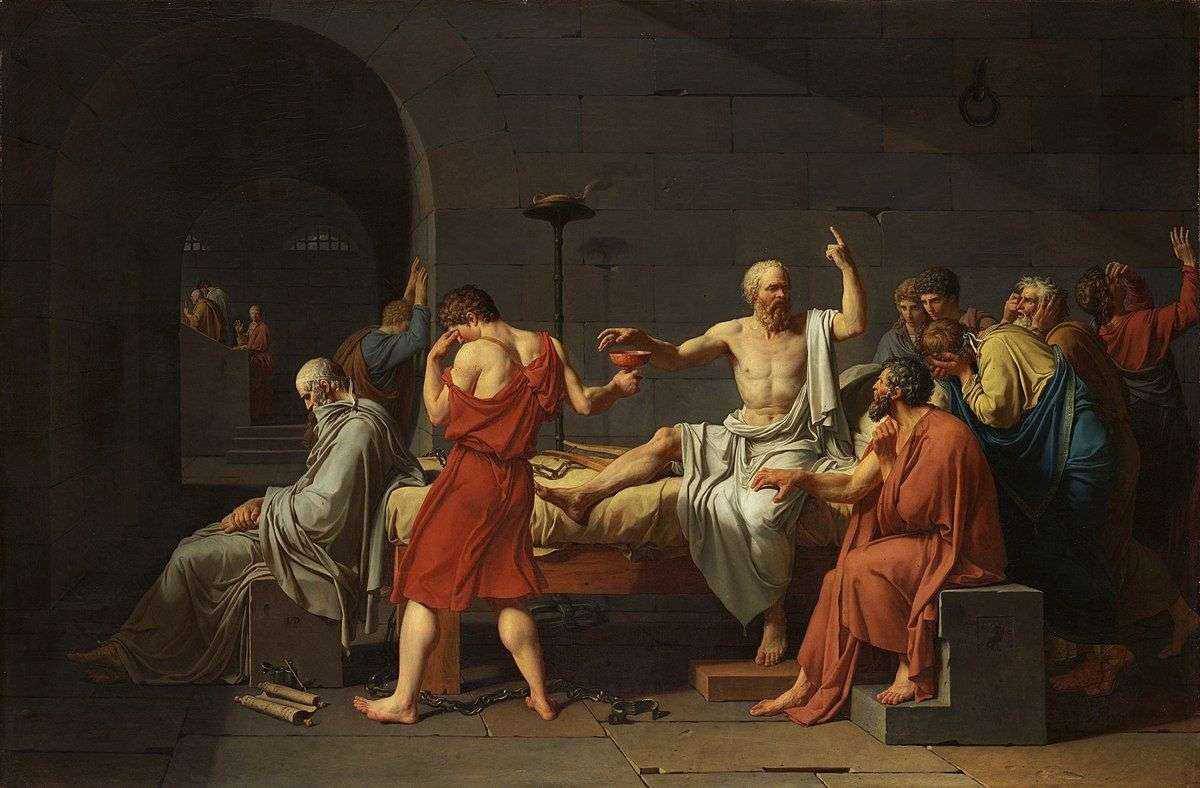 Jacques-Louis DAVID, La mort de Socrate (1787), huile sur toile, 129.5 × 196.2 cm, Metropolitan Museum of Art, New York 