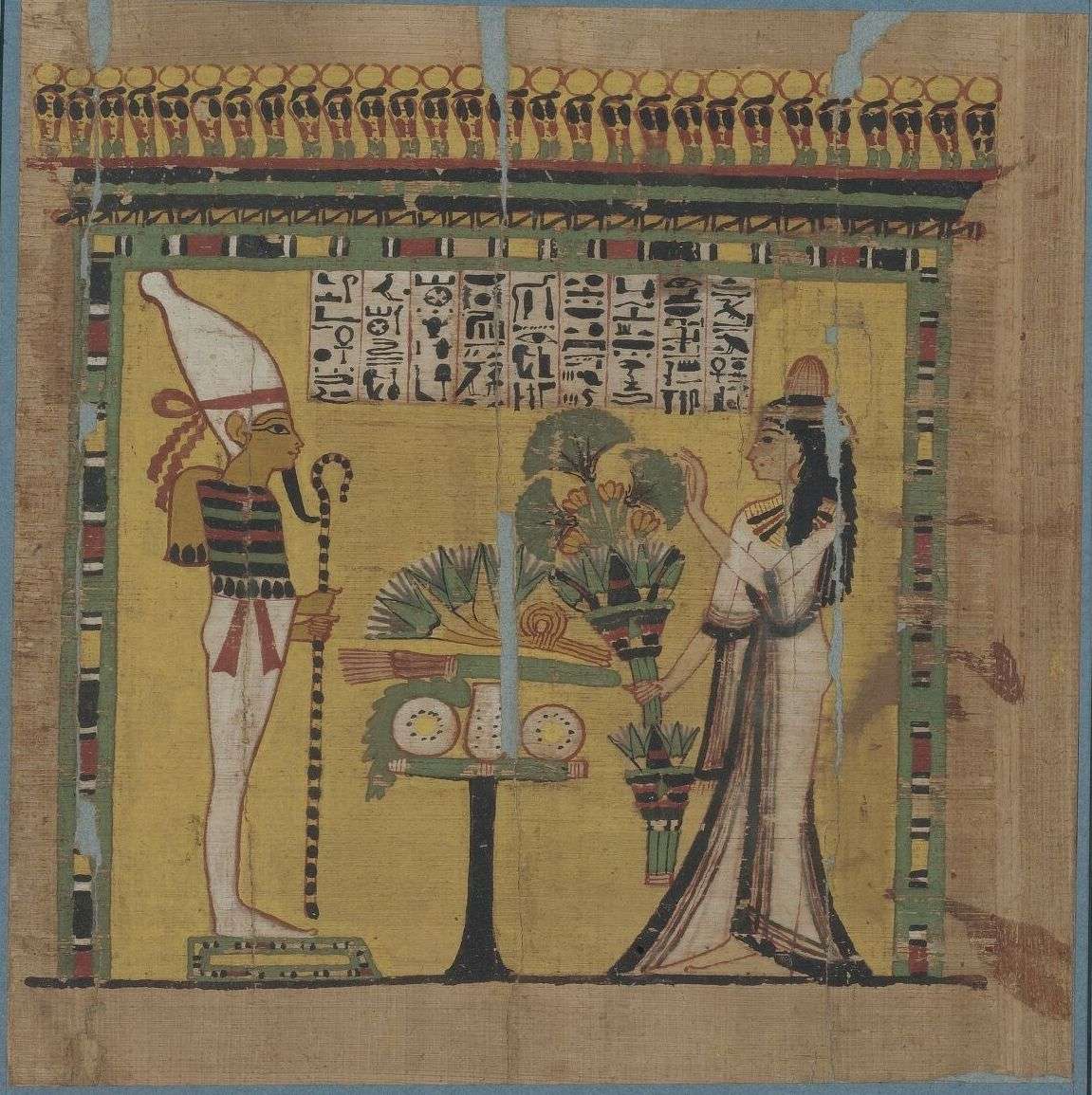 Début du Livre des Morts d'Ankhesenaset sur papyrus, fin de la 21e dynastie (10e siècle av. J.-C.), BnF Egyptien 62