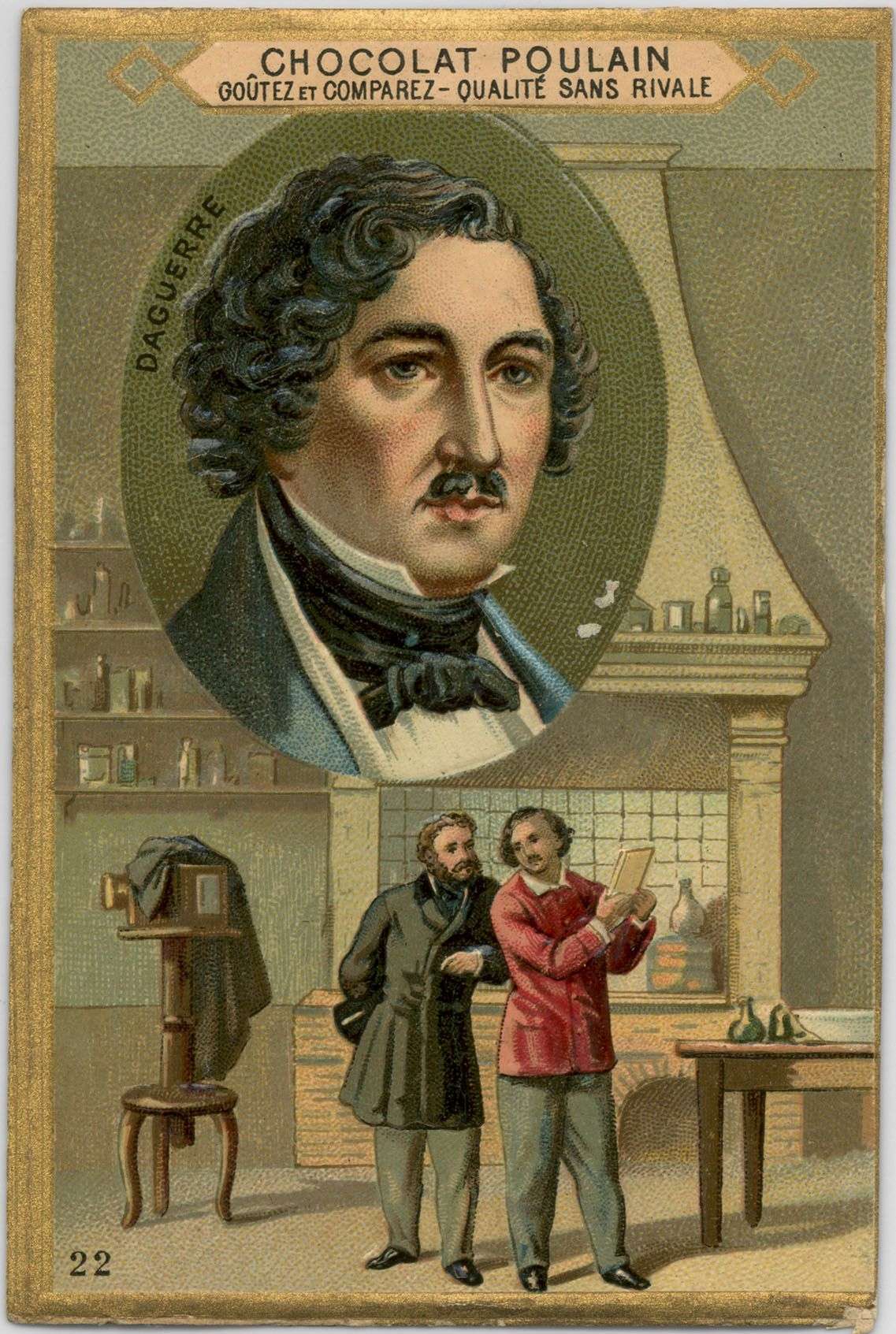 Chromolithographie Poulain, "Les divulgateurs de la science", 3e série, n° 22, Daguerre.