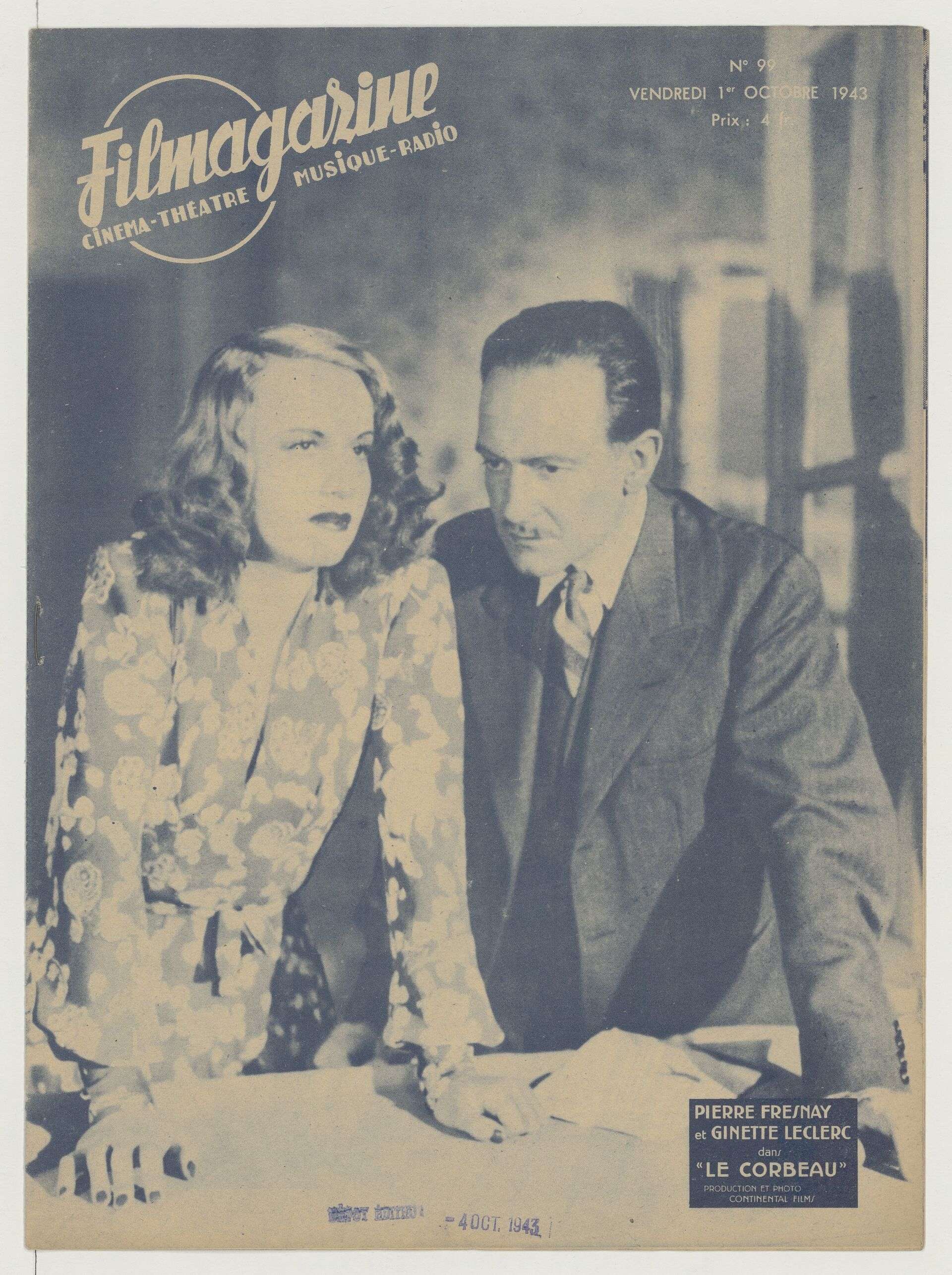Filmagazaine. Octobre 1943. Une Le Corbeau