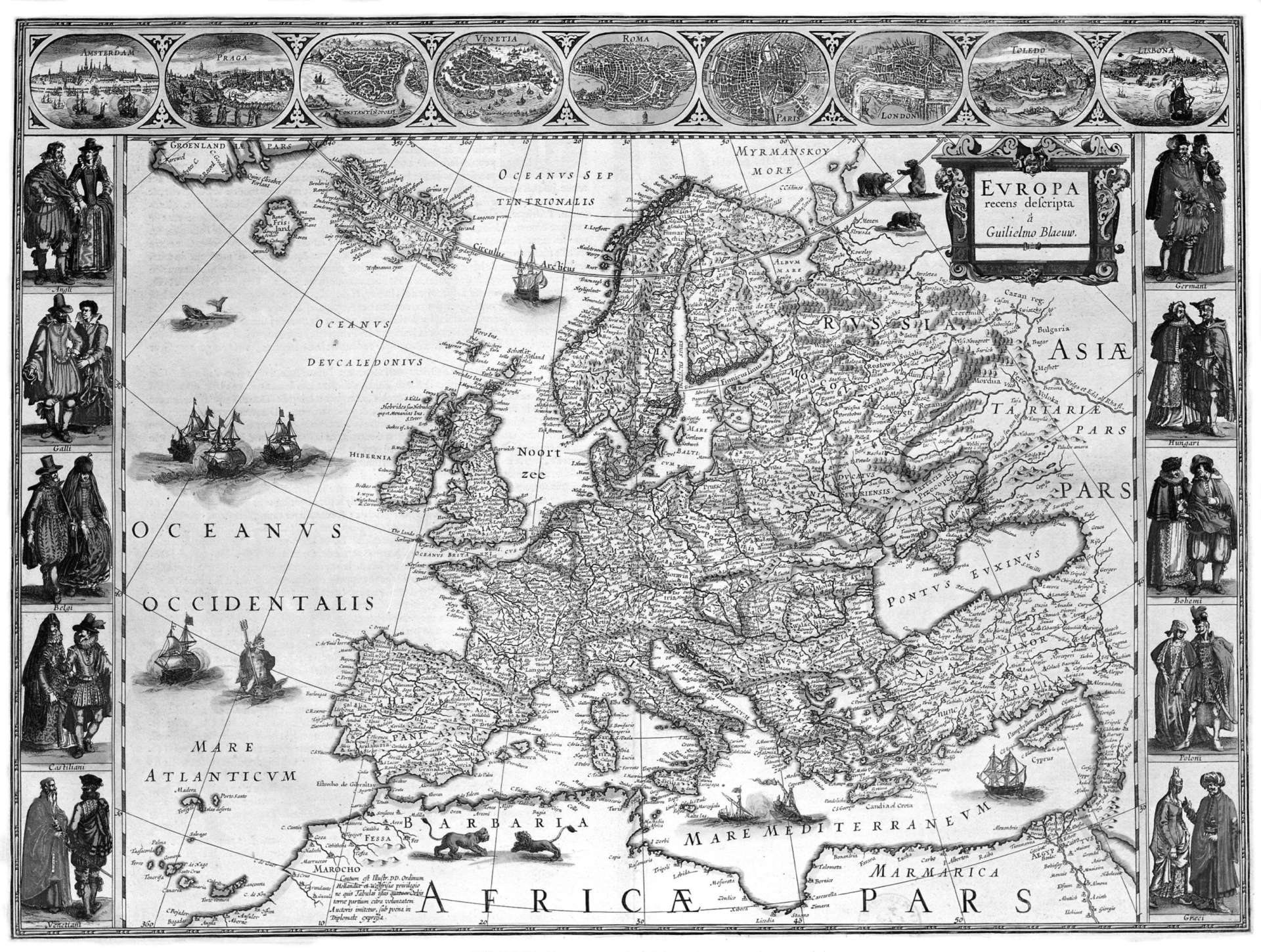 L'Europe en une feuille de Willem Blaeu, 1664.