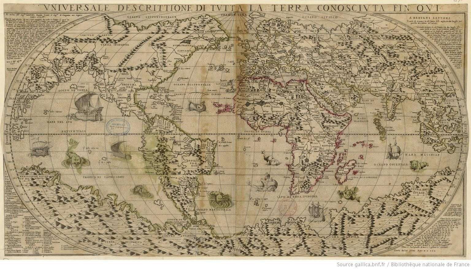 Universale descrittione di tutta la terra conosciuta fin qui par Paolo Forlani Veronese, 1570.